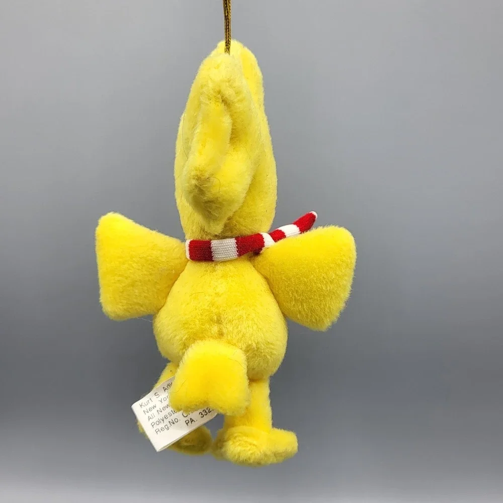 Kurt Adler Woodstock Plush Stuffed Ornament Peanuts Small Striped Scarf Yellow